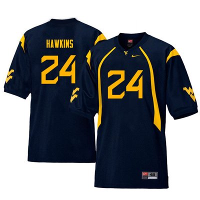 Men's West Virginia Mountaineers NCAA #24 Roman Hawkins Navy Authentic Nike Throwback Stitched College Football Jersey YW15A62YV